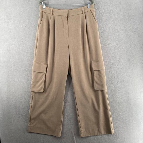 Abercrombie & Fitch Pants - Abercrombie Fitch Sloane High Rise Tailored Wide Leg Pant Womens 12 Tan Cargo